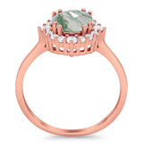 Art Deco Round Natural Stone Halo Ring