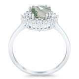 Art Deco Round Natural Stone Halo Ring