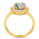 Art Deco Round Natural Stone Halo Ring