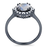 Art Deco Round Natural Stone Halo Ring