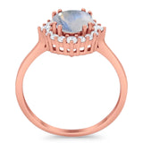 Art Deco Round Natural Stone Halo Ring