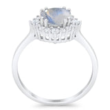 Art Deco Round Natural Stone Halo Ring