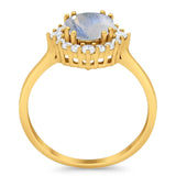 Art Deco Round Natural Stone Halo Ring