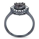 Art Deco Round Natural Stone Halo Ring