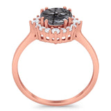 Art Deco Round Natural Stone Halo Ring