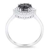 Art Deco Round Natural Stone Halo Ring