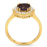 Art Deco Round Natural Stone Halo Ring