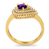 Round Natural Stone Wedding Ring