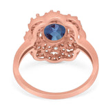 Vintage Style Oval Natural Stone Floral Ring