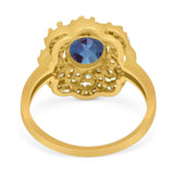 Vintage Style Oval Natural Stone Floral Ring