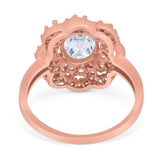 Vintage Style Oval Natural Stone Floral Ring