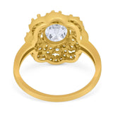 Vintage Style Oval Natural Stone Floral Ring