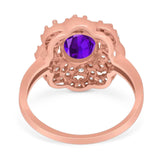 Vintage Style Oval Natural Stone Floral Ring