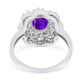 Vintage Style Oval Natural Stone Floral Ring