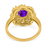 Vintage Style Oval Natural Stone Floral Ring