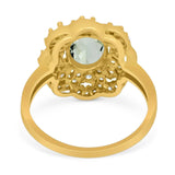 Vintage Style Oval Natural Stone Floral Ring