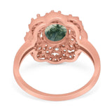 Vintage Style Oval Natural Stone Floral Ring