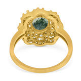 Vintage Style Oval Natural Stone Floral Ring
