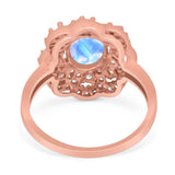 Vintage Style Oval Natural Stone Floral Ring