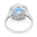 Vintage Style Oval Natural Stone Floral Ring