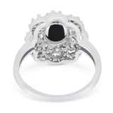 Vintage Style Oval Natural Stone Floral Ring