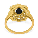 Vintage Style Oval Natural Stone Floral Ring