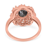 Vintage Style Oval Natural Stone Floral Ring