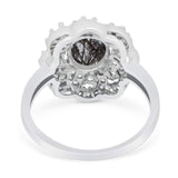 Vintage Style Oval Natural Stone Floral Ring