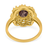 Vintage Style Oval Natural Stone Floral Ring