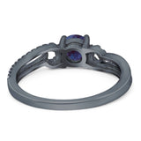 Art Deco Round Natural Stone Curved Ring