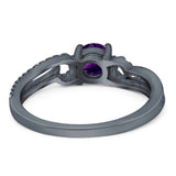 Art Deco Round Natural Stone Curved Ring