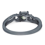 Art Deco Round Natural Stone Curved Ring