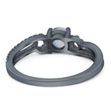 Art Deco Round Natural Stone Curved Ring