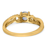 Art Deco Round Natural Stone Curved Ring