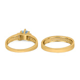 Two Piece Round Natural Stone Ring