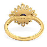 Art Deco Round Natural Stone Cocktail Ring