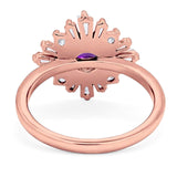 Art Deco Round Natural Stone Cocktail Ring