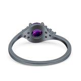 Art Deco Round Natural Stone Wedding Ring