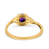 Art Deco Round Natural Stone Wedding Ring