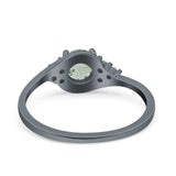 Art Deco Round Natural Stone Wedding Ring