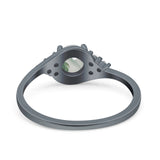 Art Deco Round Natural Stone Wedding Ring