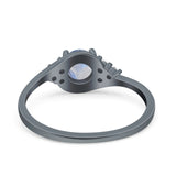 Art Deco Round Natural Stone Wedding Ring