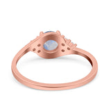 Art Deco Round Natural Stone Wedding Ring