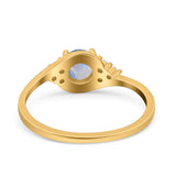 Art Deco Round Natural Stone Wedding Ring