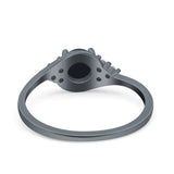 Art Deco Round Natural Stone Wedding Ring