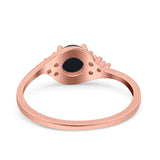 Art Deco Round Natural Stone Wedding Ring