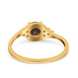 Art Deco Round Natural Stone Wedding Ring