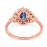 Art Deco Oval Natural Stone Flower Ring