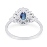 Art Deco Oval Natural Stone Flower Ring