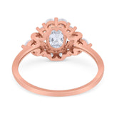 Art Deco Oval Natural Stone Flower Ring